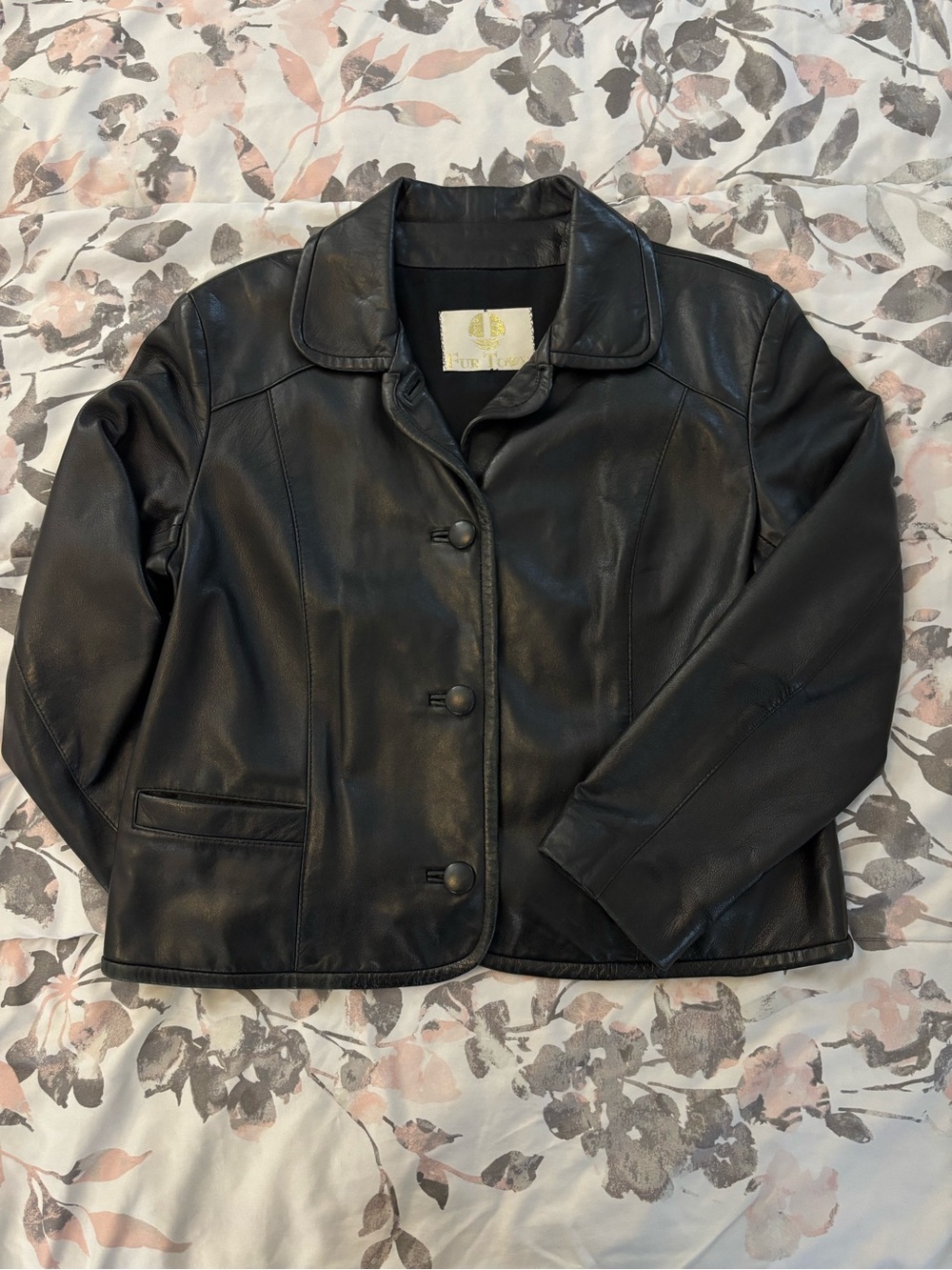 Vintage Fur Town genuine leather jacket